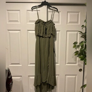 NWT Lulu’s Green Ruffle Long Summer Maxi Dress Vacation Party Gift sz XL